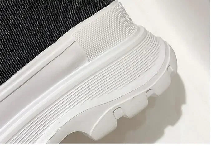 Genuine New Platform Sneakers For Women Autumn High Top Canvas White Shoes Casual Thick Bottom Vulcanized Shoes