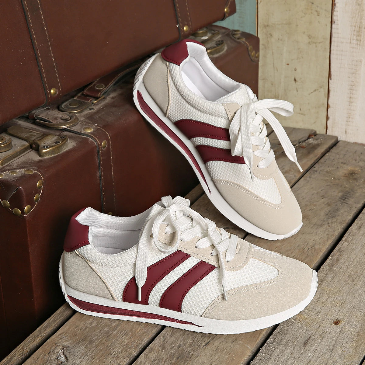 Women's Sneakers 2025 Spring/autumn Casual Platform Sneakers Female New Striped Casual Comfortable Vulcanized Shoes