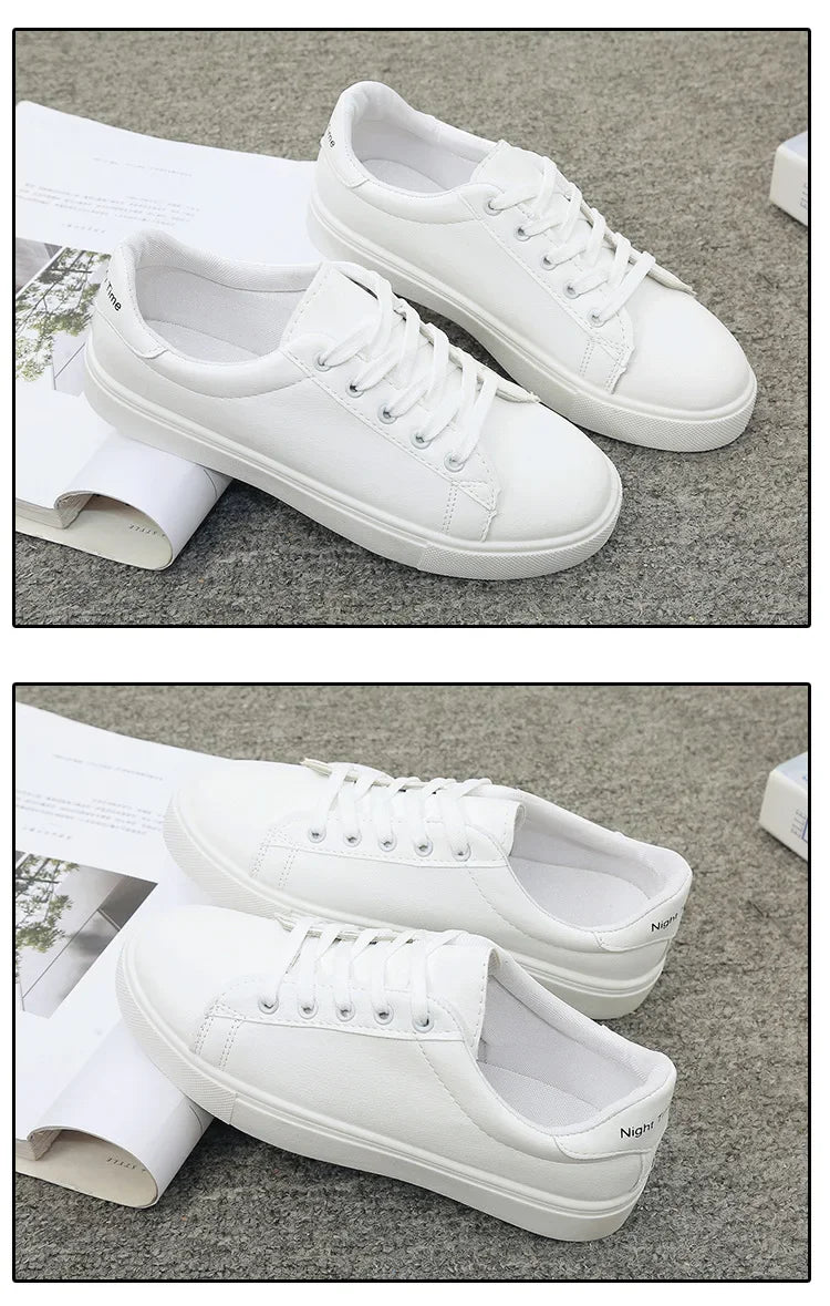 Women Sneakers 2024 Fashion Breathble Vulcanized Shoes Pu Leather Platform Shoes White Lace Up Casual Shoes Zapatos Mujer