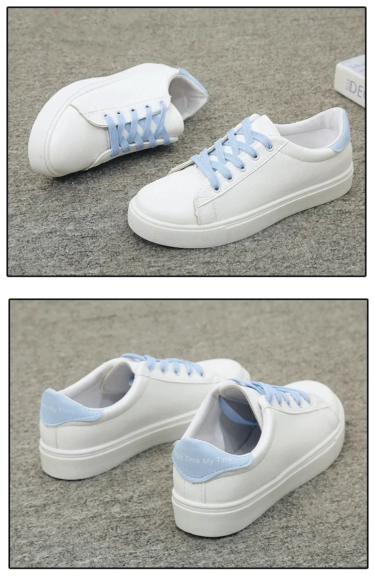 Women Sneakers 2024 Fashion Breathble Vulcanized Shoes Pu Leather Platform Shoes White Lace Up Casual Shoes Zapatos Mujer