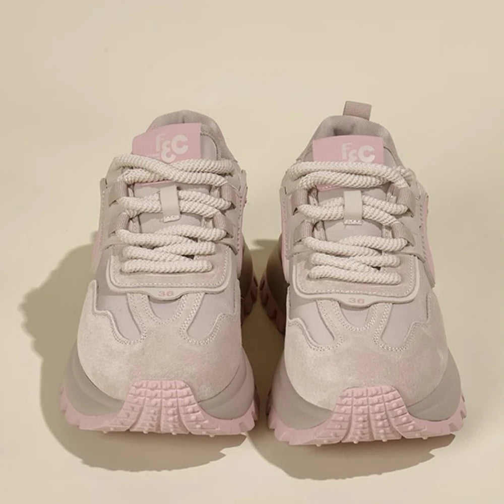 Women Sneakers 2024 Solid Wedge Casual Shoes Woman Sneakers Women Running Shoes Woman Lace-up Female Sneakers Zapatillas Mujer