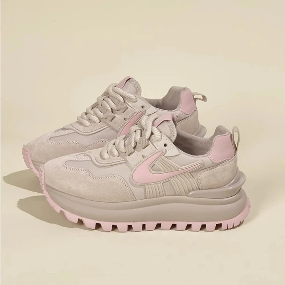 Women Sneakers 2024 Solid Wedge Casual Shoes Woman Sneakers Women Running Shoes Woman Lace-up Female Sneakers Zapatillas Mujer