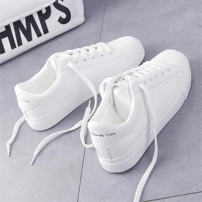 Women Sneakers 2024 Fashion Breathble Vulcanized Shoes Pu Leather Platform Shoes White Lace Up Casual Shoes Zapatos Mujer