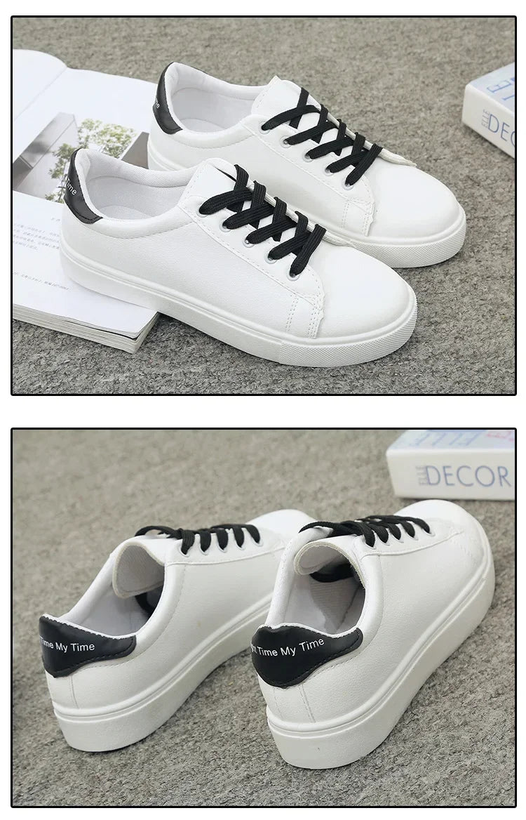 Women Sneakers 2024 Fashion Breathble Vulcanized Shoes Pu Leather Platform Shoes White Lace Up Casual Shoes Zapatos Mujer