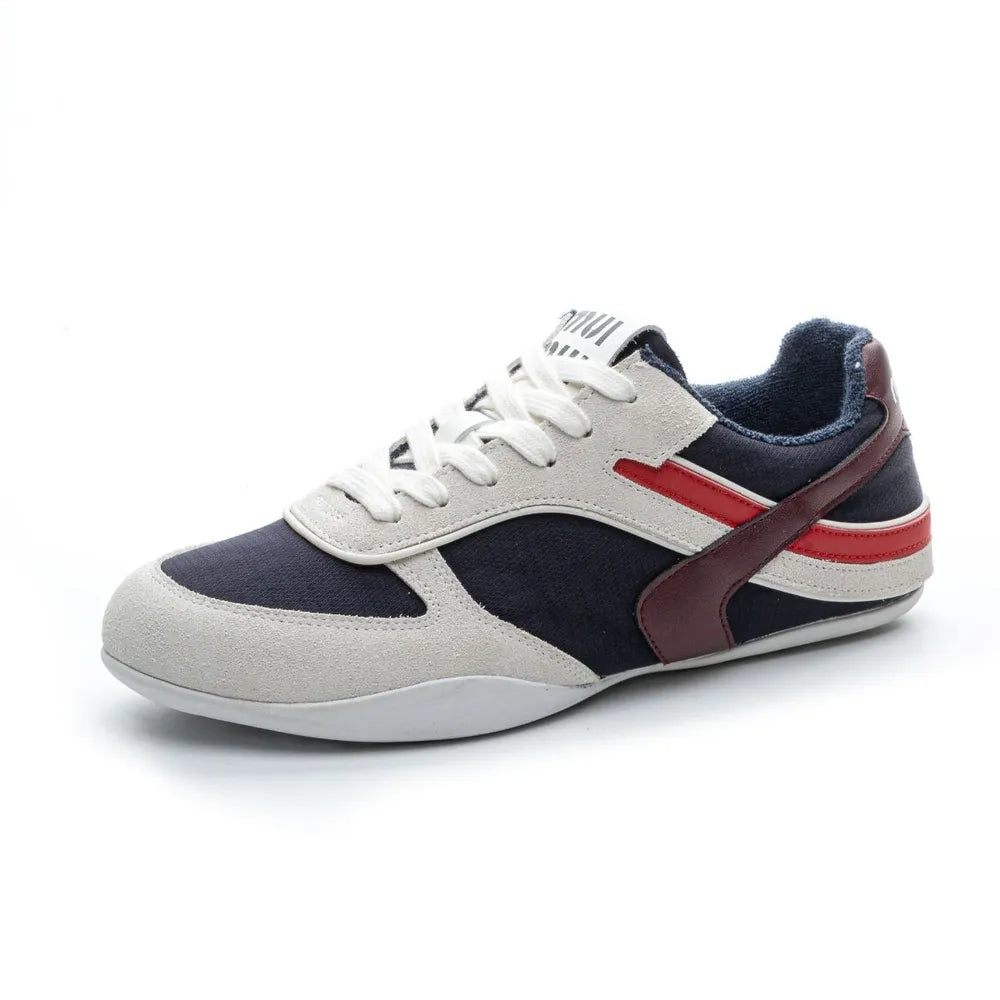 Lace Up Round Toe Contrast Flat Sneakers