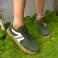 Lace Up Round Toe Contrast Sneakers