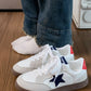 Contrast Star Lace-Up Athletic Sneakers