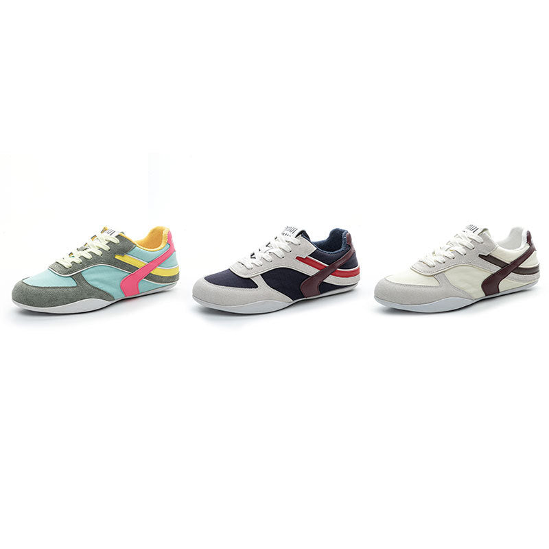 Lace Up Round Toe Contrast Flat Sneakers