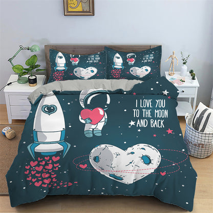 3D Love Heart Duvet Cover Microfiber Luxury Romantic Theme Bedding Set King Queen For Couple Valentine's Day Gifts Bedroom Decor