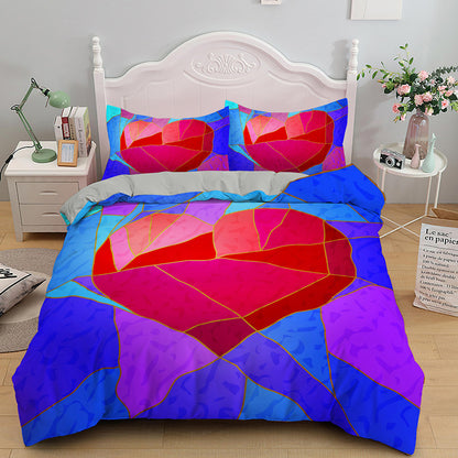 3D Love Heart Duvet Cover Microfiber Luxury Romantic Theme Bedding Set King Queen For Couple Valentine's Day Gifts Bedroom Decor