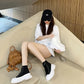 Genuine New Platform Sneakers For Women Autumn High Top Canvas White Shoes Casual Thick Bottom Vulcanized Shoes