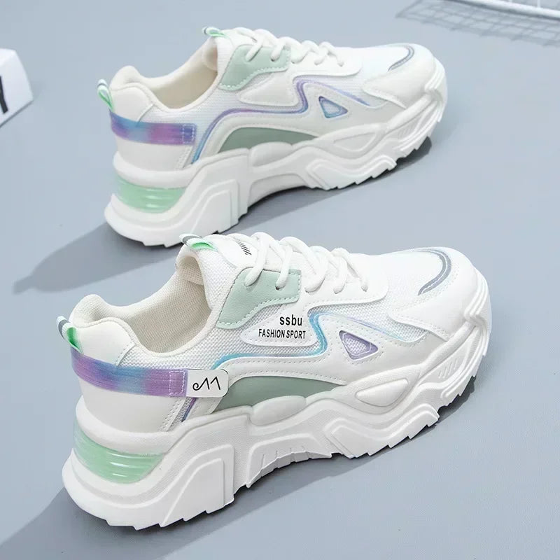 2025 Sneakers Women Platform Flat Shoes Woman Shoes Green Casual Trainers Ladies Chunky Sneakers Women Shoes