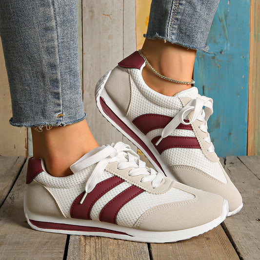 Women's Sneakers 2025 Spring/autumn Casual Platform Sneakers Female New Striped Casual Comfortable Vulcanized Shoes