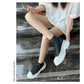 Genuine New Platform Sneakers For Women Autumn High Top Canvas White Shoes Casual Thick Bottom Vulcanized Shoes