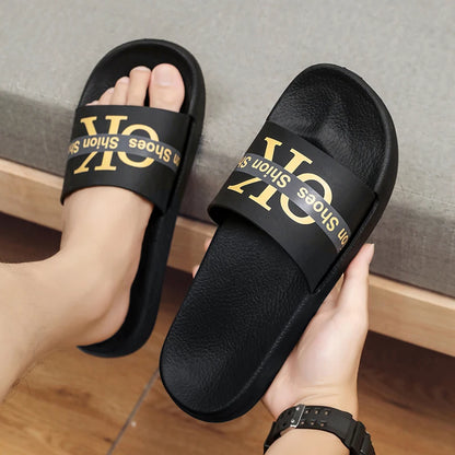 Summer Men Fashion Slippers Indoor Home Slides Bathroom Shoes Comfortable Soft Outdoor Sandals Clogs Beach Slippers Flip Flops