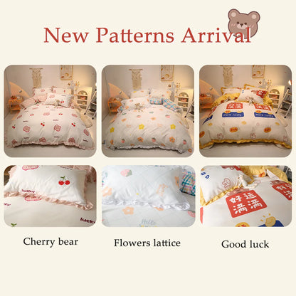 YanYangTian Lace bedding 4-piece set Bed sheet quilt cover pillowcase linen for family kids bedroom living room bedding set 4pcs