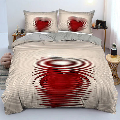 3D Love Heart Duvet Cover Microfiber Luxury Romantic Theme Bedding Set King Queen For Couple Valentine's Day Gifts Bedroom Decor