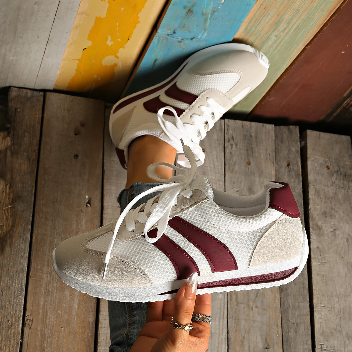 Women's Sneakers 2025 Spring/autumn Casual Platform Sneakers Female New Striped Casual Comfortable Vulcanized Shoes