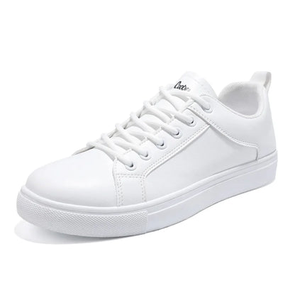 Concise Solid White Leather Sneakers Boys Casual Sport Shoes For Men Trendy Skateboard Shoes Platform Sneakers Plus Size 47 48